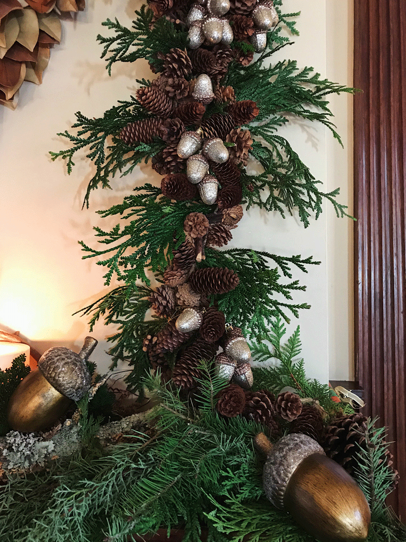 Cones Acorn Red Bordeaux Velvet herbstdeko Christmas tree ornaments shabby Christmas 