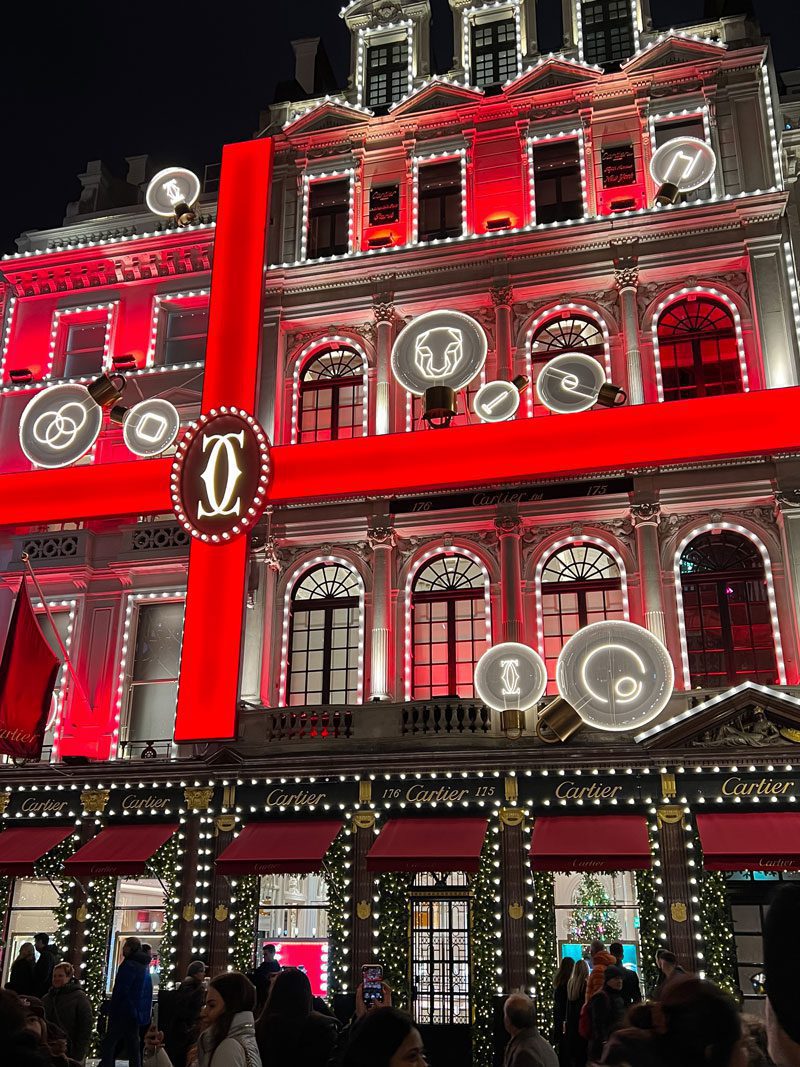 Christmas Shop front Lights 2019 - London Cartier store Christmas